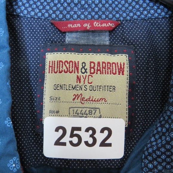 Hudson & Barrow NYC* Men's Short Sleeve Button Down Curved Hem BOHO Shirt~Medium - Picture 3 of 11